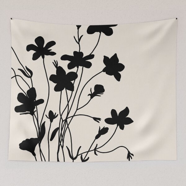 Item preview, Wild Flowers in Black and Beige designed and sold by ArticraftShop.