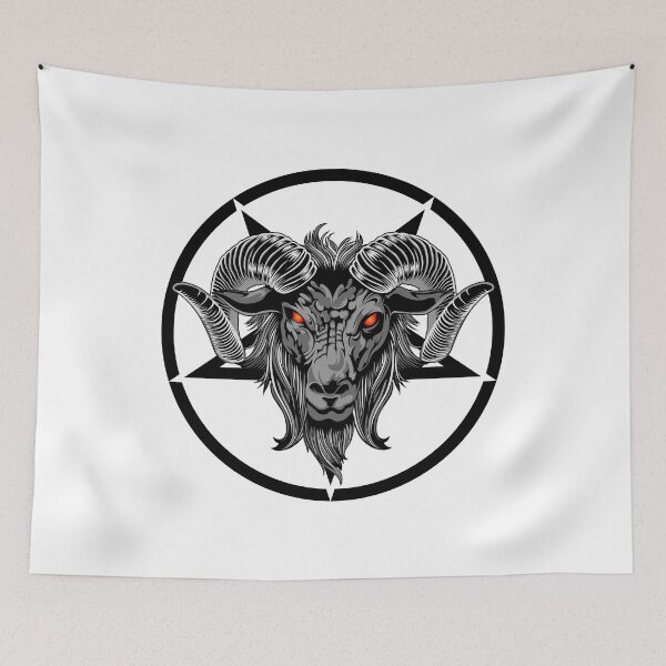 Item preview, Satan, pentagram, baphomet,  goat , devil, not bad days gray tone baphomet illustration designed and sold by Lekrock.