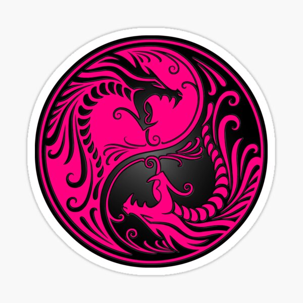 Aperçu de l'œuvre Yin Yang Dragons Pink and Black créée et vendue par jeff bartels.