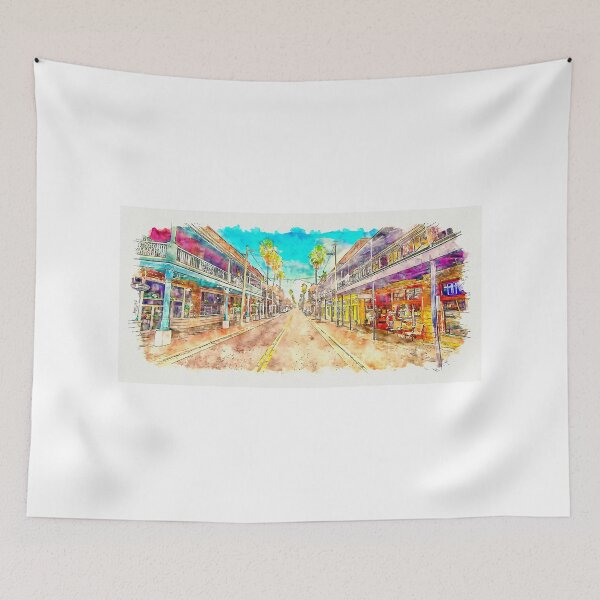 Item preview, East 7th Avenue in Ybor City, Tampa - pen sketch and watercolor designed and sold by NickoPrints.
