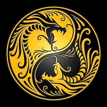 Artwork thumbnail, Yin Yang Dragons Yellow and Black by JeffBartels