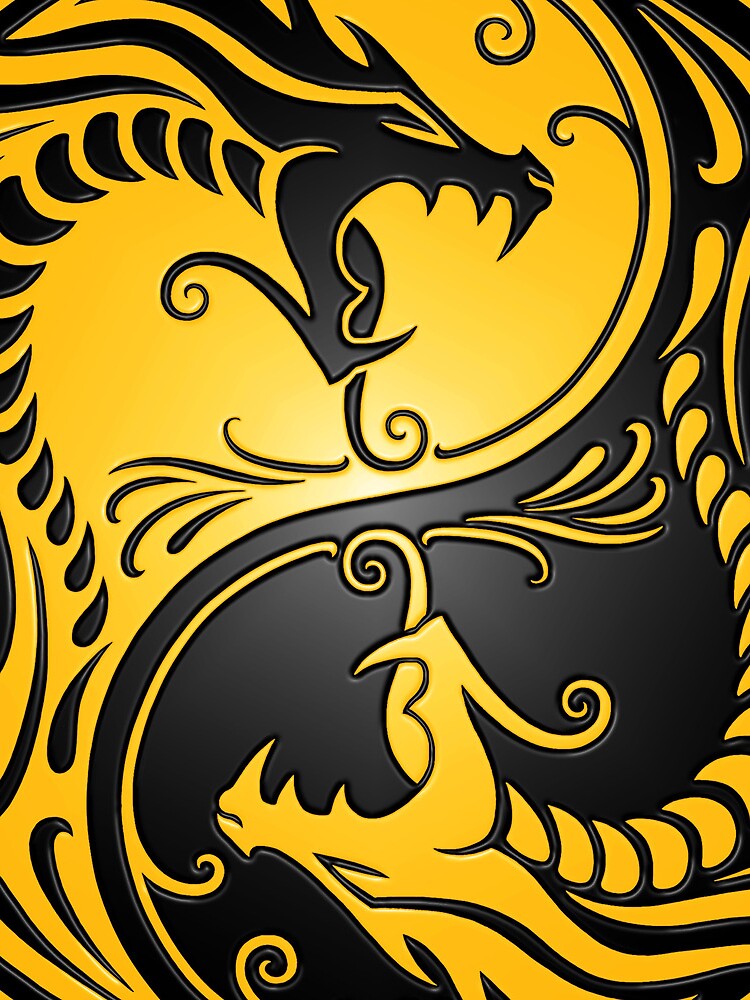 Thumbnail 3 of 3, Drawstring Bag, Yin Yang Dragons Yellow and Black designed and sold by jeff bartels.