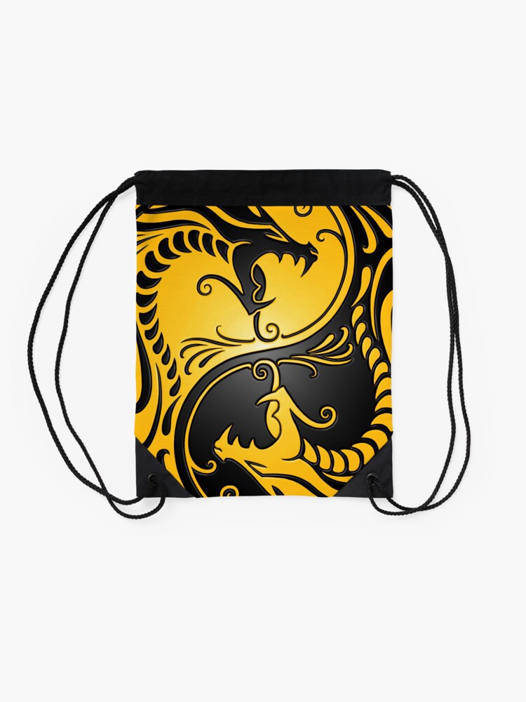 Thumbnail 2 of 3, Drawstring Bag, Yin Yang Dragons Yellow and Black designed and sold by jeff bartels.