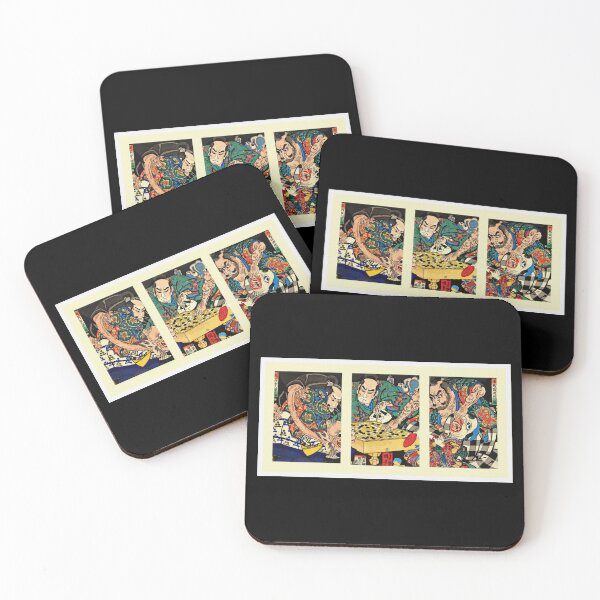 Item preview, Triptych of Raiko's retainers playing Go, while being interrupted by Earth-Spider's demons. | Go | Igo | Baduk | Weiqi | Go Humor designed and sold by DastardLee.