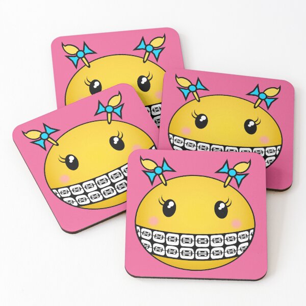 Item preview, Girl Smiley - Blonde Hair, Blue Ribbons and Braces designed and sold by RawSunArt.