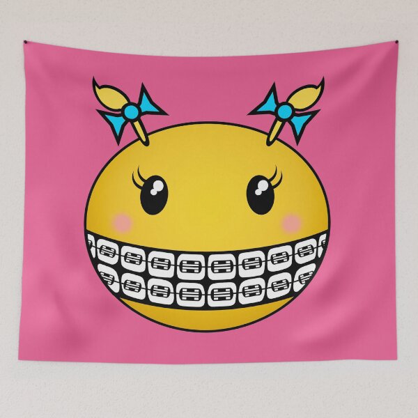 Item preview, Girl Smiley - Blonde Hair, Blue Ribbons and Braces designed and sold by RawSunArt.