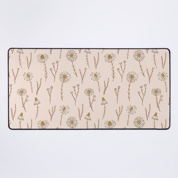 Vista previa del artículo con la obra «Patrón botánico de delicadas flores de margarita en rosa polvoriento», diseñado y vendido por Nat Orona.