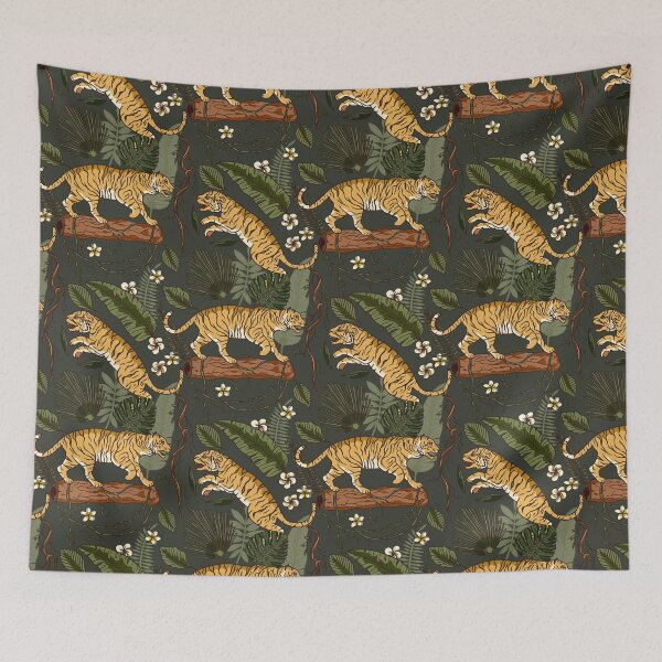 Item preview, Leaping and Stalking Jungle Tigers - 2022 Year of the Tiger designed and sold by Trinket-Trickster.