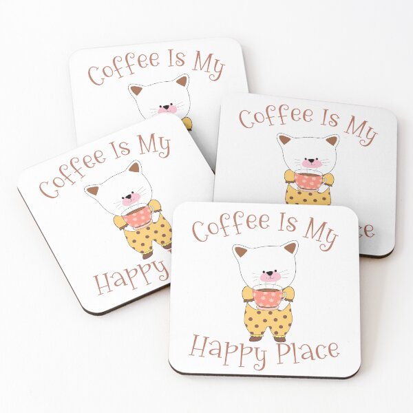 Item preview, Coffee is my Happy Place Cat designed and sold by HappyLifeCreate.