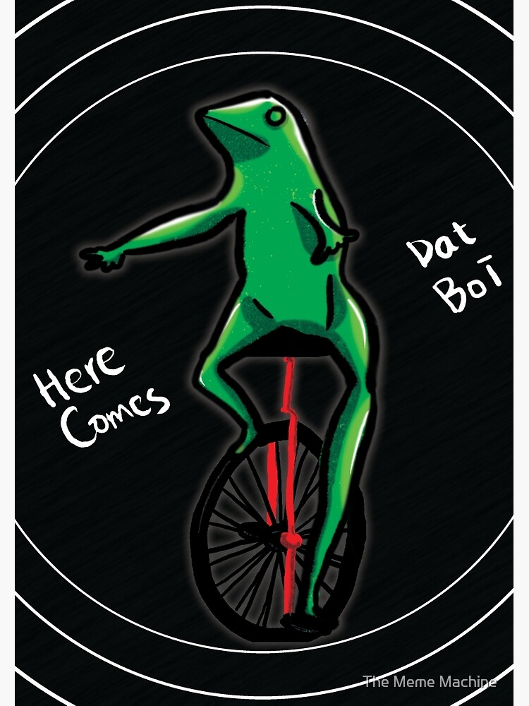 "here comes dat boi meme illustration painting frog on a unicycle" Art