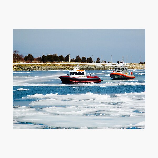 Escort Through Ice, Cape Cod Canal Photographic Print