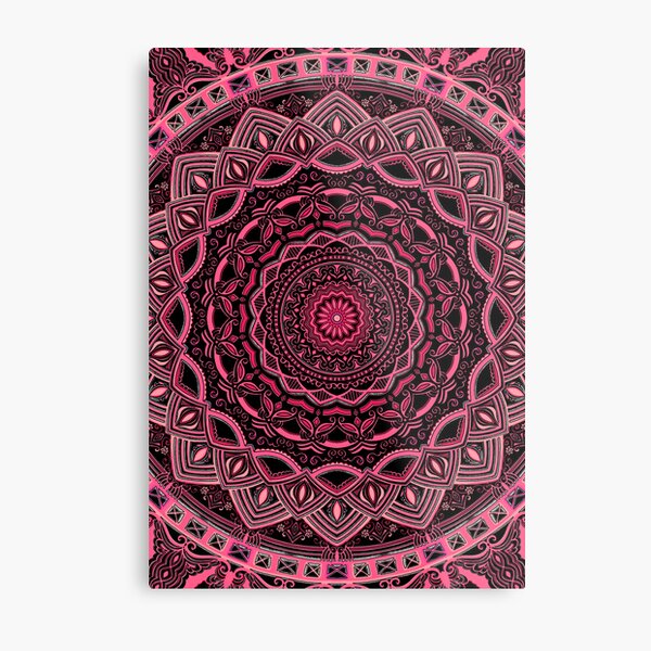 Pink and Black Mandala Sketch 033022 by Kristi Duggins Metal Print