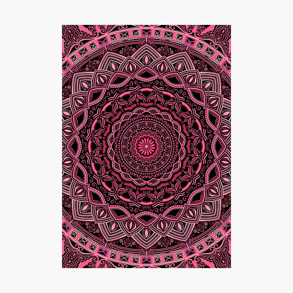 Pink and Black Mandala Sketch 033022 by Kristi Duggins Photographic Print