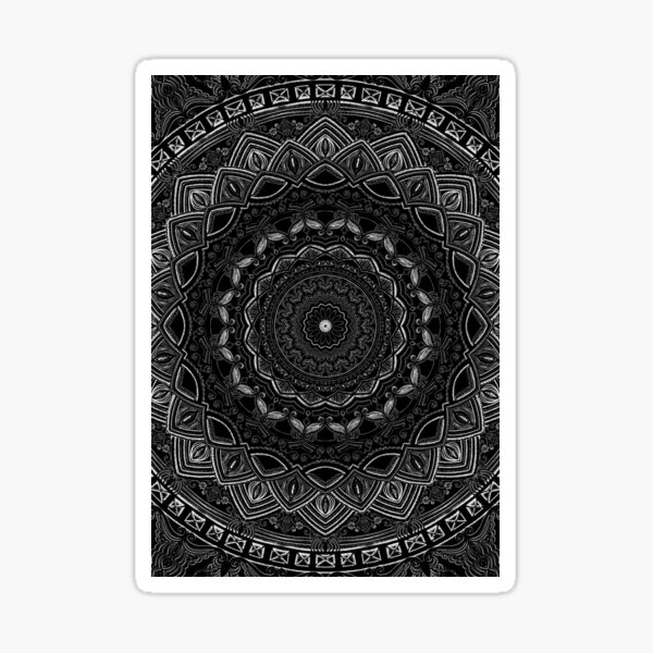 Black and White Monochromatic Mandala Sketch 033022 by Kristi Duggins Sticker