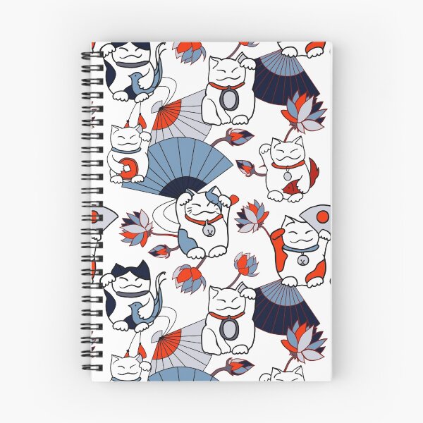 Item preview, Maneki neko, lotus flowers and Japanese fans (white, blue, red) designed and sold by middayart.
