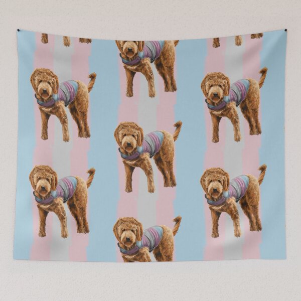 Item preview, Trans Pride Goldendoodle Dog designed and sold by kylepeterart.