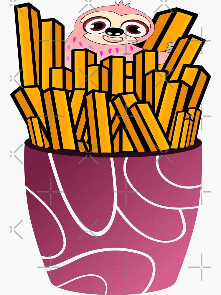 "French Fries Sloth" Sticker by minimalartstory | Redbubble