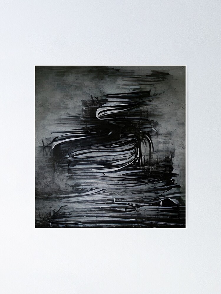 Poster for Sale avec l'œuvre « Peinture en noir et blanc des