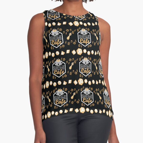 Classic Black and Gold Bard Rock Print Sleeveless Top