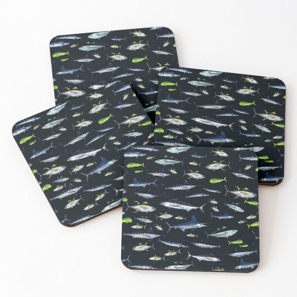 Item preview, Fish Mix: Vol. 2 Night Vision wahoo, bigeye, yellowfin, bluefin tuna, blue marlin, white marlin, mahi-mahi, swordfish designed and sold by Melissa  MacMichael Art + Design.
