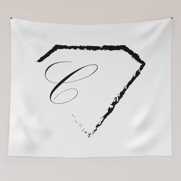 Item preview, C letter monogram initial diamond black designed and sold by mixtape80.