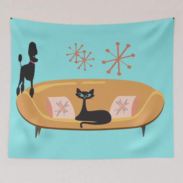 Item preview, Poodle with Curious Atomic Cat designed and sold by LisWilliams.