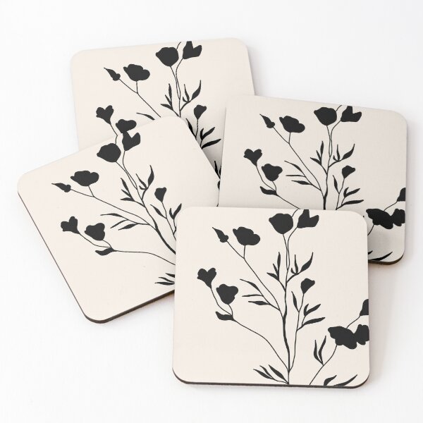 Item preview, Wild Flowers in Black and Beige 1 designed and sold by ArticraftShop.