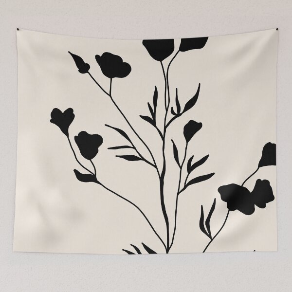 Item preview, Wild Flowers in Black and Beige 1 designed and sold by ArticraftShop.