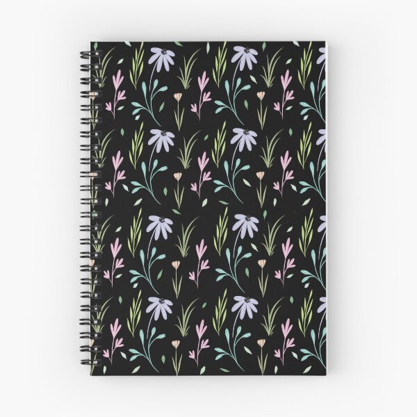 Item preview, Hello Spring | Beautiful And Cute Hand Drawn Floral Pattern Black Background  designed and sold by HarrysMomStudio.