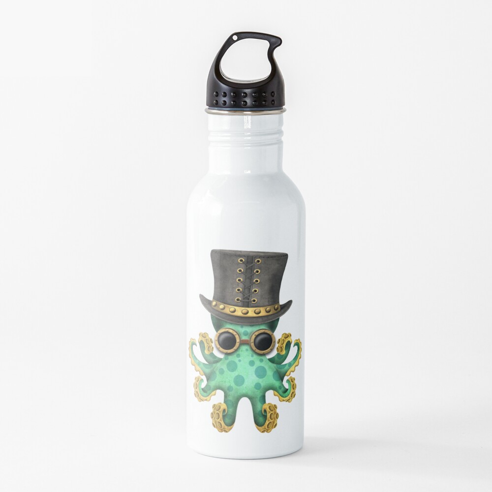 Steampunk Green Octopus Water Bottle