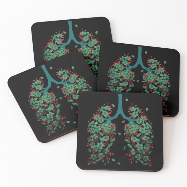 Item preview, Hero Green Sakura Hanahaki cherry blossom floral lungs | on black designed and sold by arterialmotive.