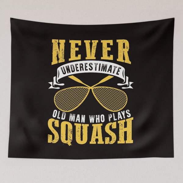 Item preview, Old Man Squash Player Indoor Tennis Court Match Ball Sports designed and sold by TomGiantDesigns.