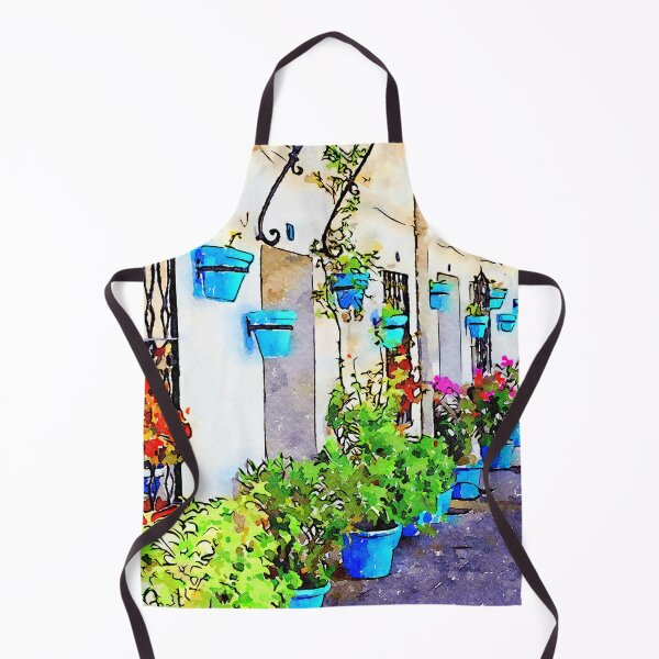 Item preview, Blue plantpots line a street in Mijas Pueblo, Andalusia, Spain designed and sold by Kevin Hellon.