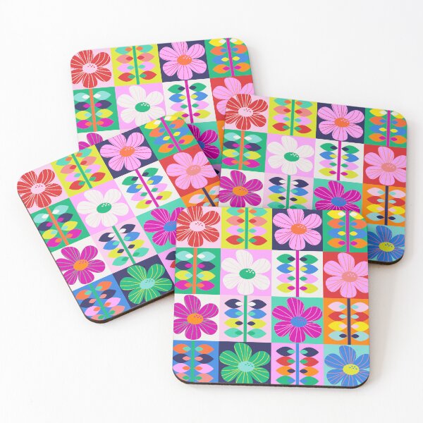 Item preview, Gorgeous retro scandi flowers in all the colours  designed and sold by BlackDogArtists.