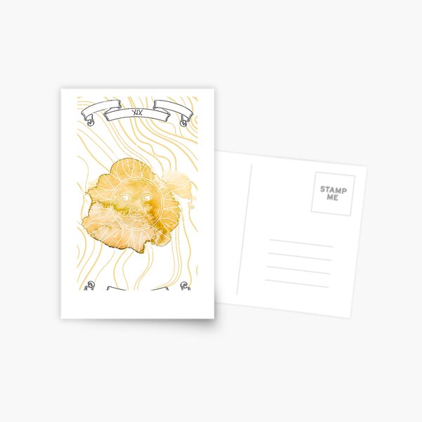 XIX El Sol dorado Tarot Postal