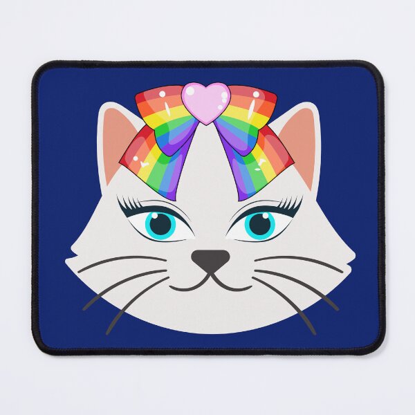 Item preview, Blue-eyed cat with a rainbow bow. designed and sold by EMIPRINCESS.