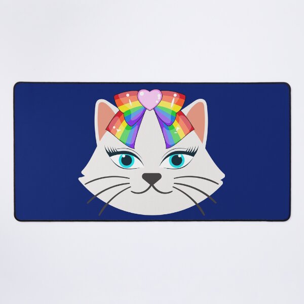 Item preview, Blue-eyed cat with a rainbow bow. designed and sold by EMIPRINCESS.