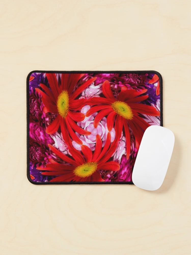 Thumbnail 1 of 5, Mouse Pad, Red aster pattern designed and sold by Patternflower.