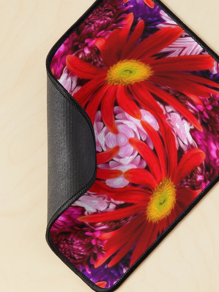 Thumbnail 2 of 5, Mouse Pad, Red aster pattern designed and sold by Patternflower.