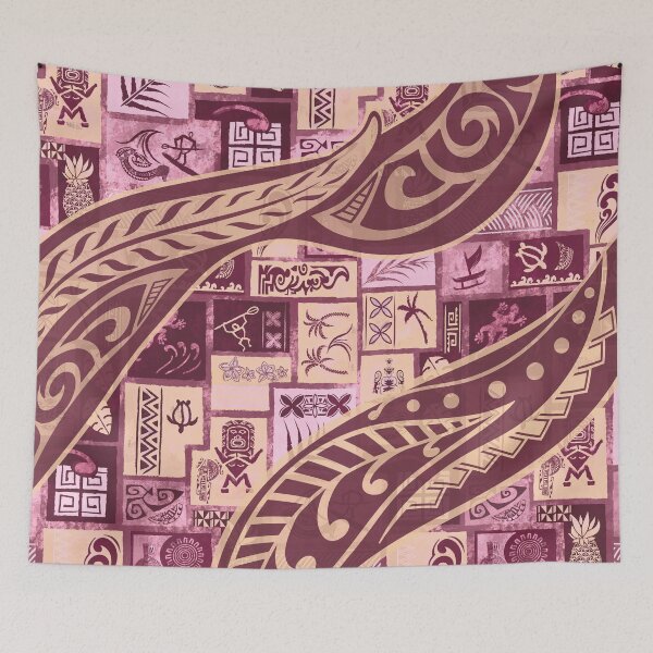 Item preview, Vintage Samoan - Hawaiian Red Painted Tapa Tribal Patchwork 2064 designed and sold by sunnthreads.