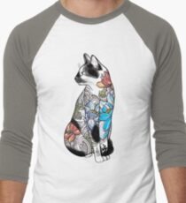 Cat in Lotus Tattoo Men's Baseball ¾ T-Shirt