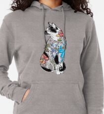 Katze in Lotus Tattoo Leichter Hoodie
