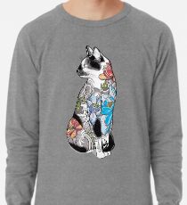 Katze in Lotus Tattoo Leichter Pullover