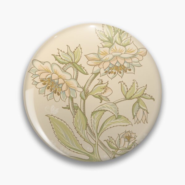 Item preview, Hellebore Garden / single motif on champagne beige background // search for “wgdhellebore” designed and sold by wild.geranium.design.