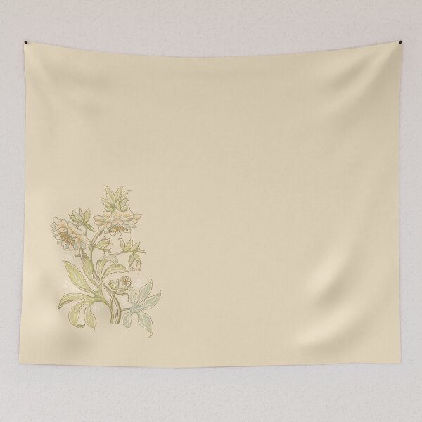 Item preview, Hellebore Garden / single motif on champagne beige background // search for “wgdhellebore” designed and sold by wild.geranium.design.
