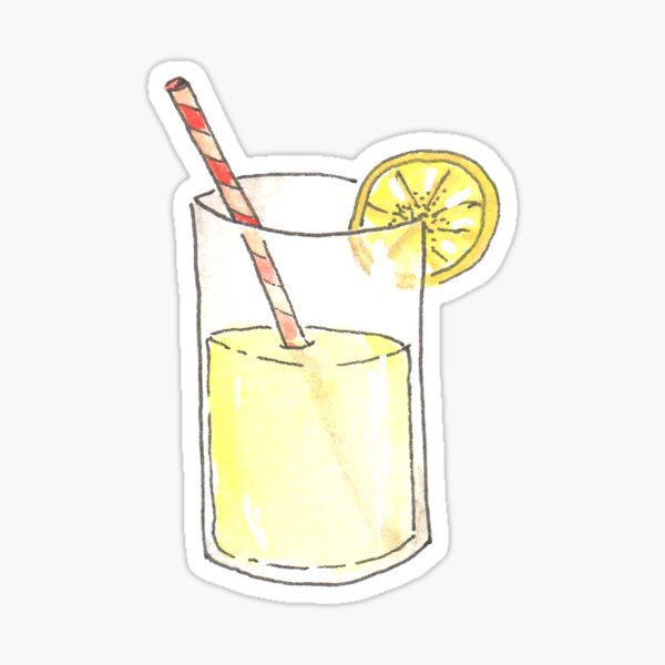 Lemonade Watercolor Illustration Sticker Sticker For Sale By Kimbliss Redbubble