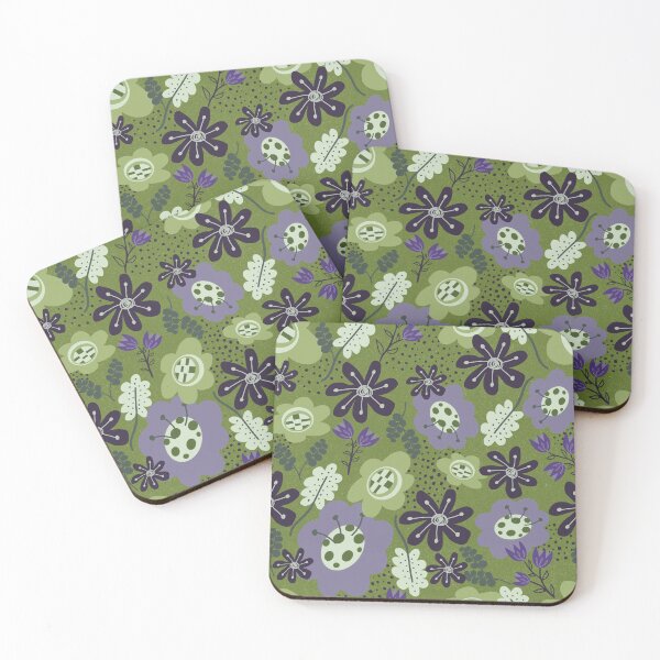 Item preview, Retro flowers avocado green designed and sold by SisterlyLove.
