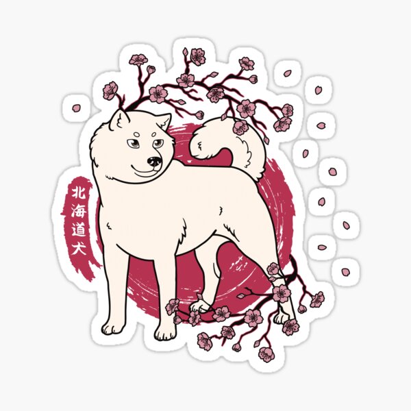 White Hokkaido and Sakura Cherry Blossoms Sticker