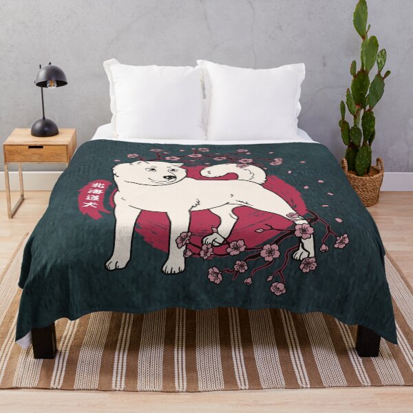 White Hokkaido and Sakura Cherry Blossoms (All-Over Print) Throw Blanket