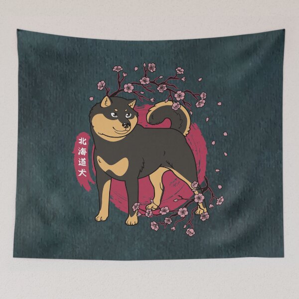 Item preview, Black and Tan Hokkaido and Sakura Cherry Blossoms (All-Over Print) designed and sold by HokkaidoHANA.